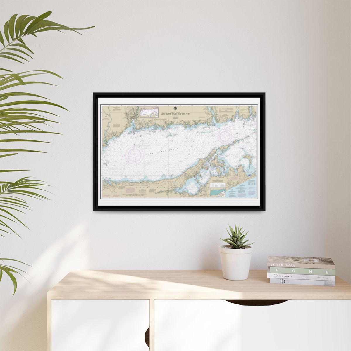 Chart 12354 Long Island Sound Eastern part - NOAA Nautical Chart Floating Frame Canvas | 30" x 20" | 36" x 24" | 48" x 32" - Black context-1