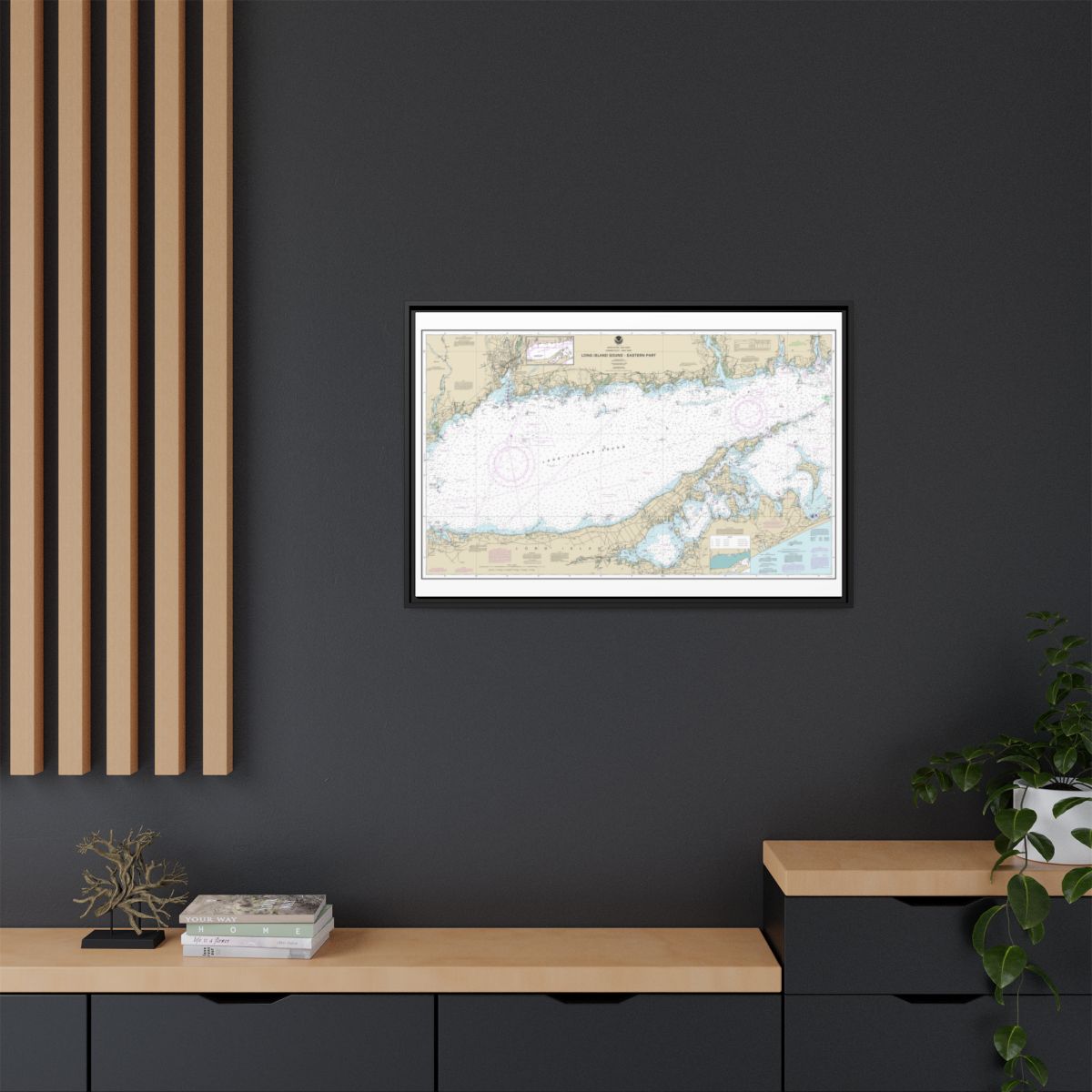 Chart 12354 Long Island Sound Eastern part - NOAA Nautical Chart Floating Frame Canvas | 30" x 20" | 36" x 24" | 48" x 32" - Black context-2