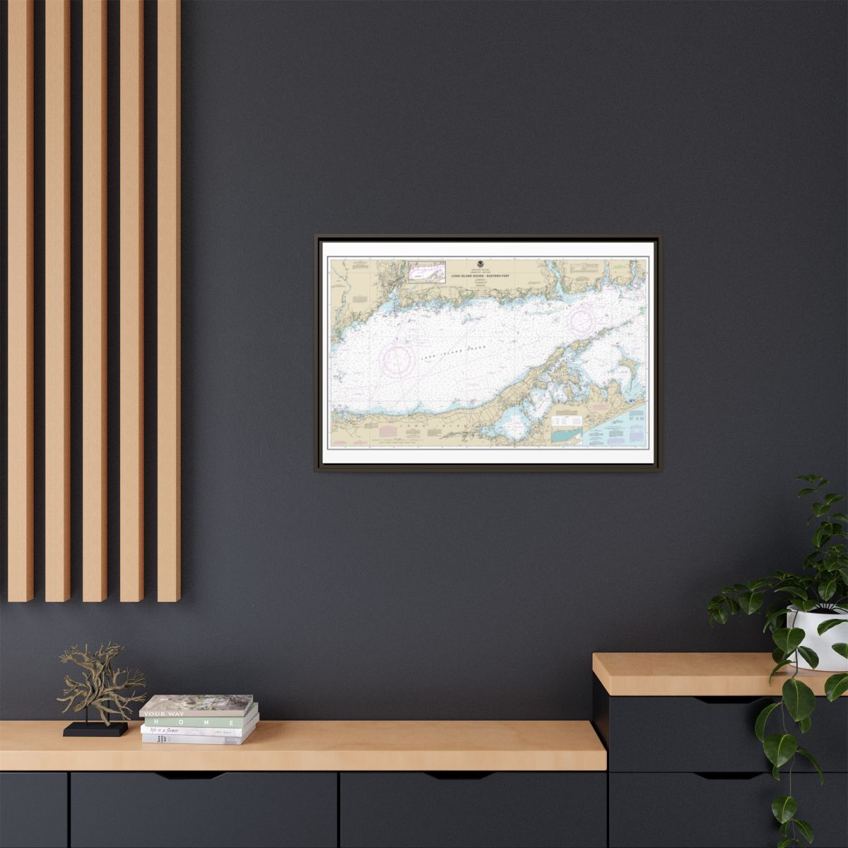 Chart 12354 Long Island Sound Eastern part - NOAA Nautical Chart Floating Frame Canvas | 30" x 20" | 36" x 24" | 48" x 32" - Espresso context-2