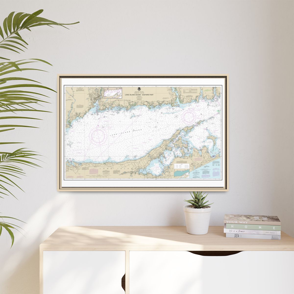 Chart 12354 Long Island Sound Eastern part - NOAA Nautical Chart Floating Frame Canvas | 30" x 20" | 36" x 24" | 48" x 32" - Natural context-1