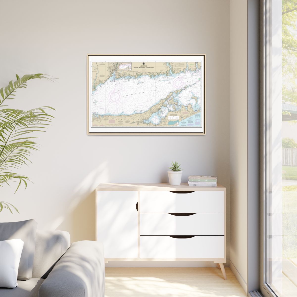 Chart 12354 Long Island Sound Eastern part - NOAA Nautical Chart Floating Frame Canvas | 30" x 20" | 36" x 24" | 48" x 32" - Natural context-1