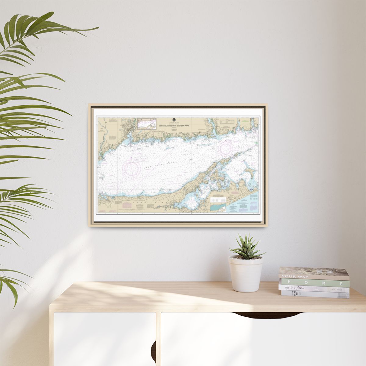 Chart 12354 Long Island Sound Eastern part - NOAA Nautical Chart Floating Frame Canvas | 30" x 20" | 36" x 24" | 48" x 32" - Natural context-1