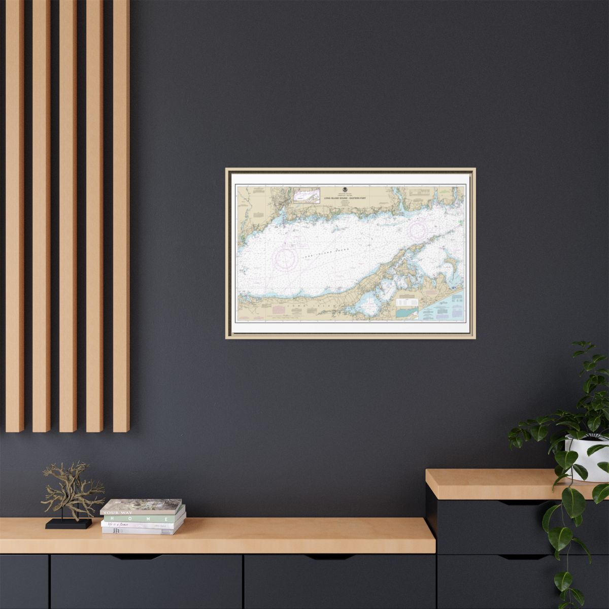 Chart 12354 Long Island Sound Eastern part - NOAA Nautical Chart Floating Frame Canvas | 30" x 20" | 36" x 24" | 48" x 32" - Natural context-2