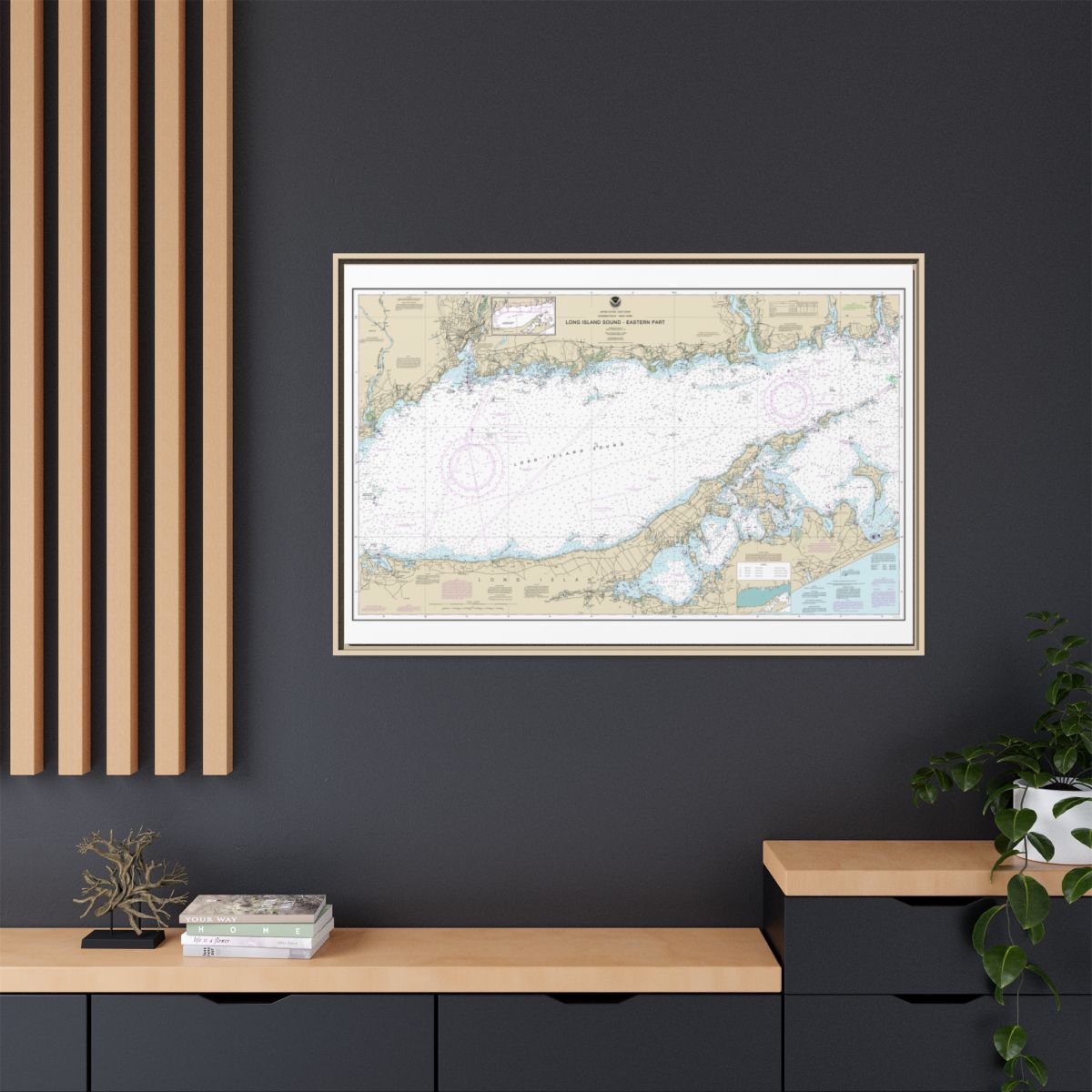 Chart 12354 Long Island Sound Eastern part - NOAA Nautical Chart Floating Frame Canvas | 30" x 20" | 36" x 24" | 48" x 32" - Natural context-2