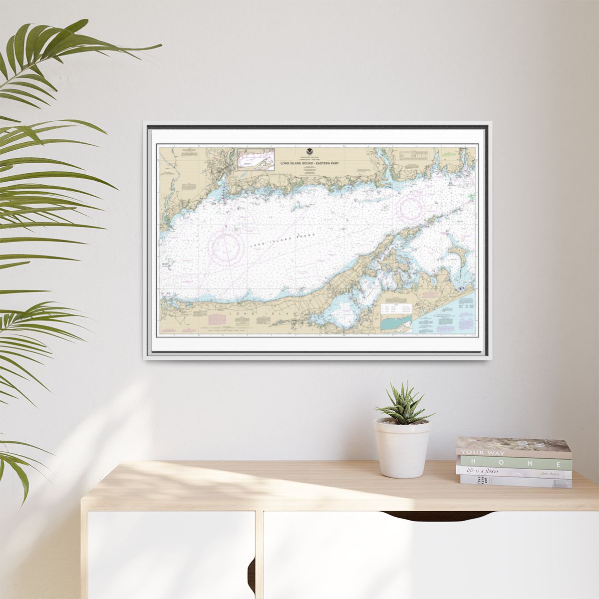 Chart 12354 Long Island Sound Eastern part - NOAA Nautical Chart Floating Frame Canvas | 30" x 20" | 36" x 24" | 48" x 32" - White context-1