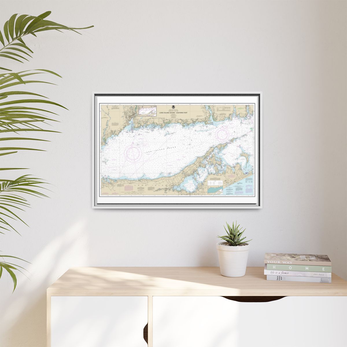 Chart 12354 Long Island Sound Eastern part - NOAA Nautical Chart Floating Frame Canvas | 30" x 20" | 36" x 24" | 48" x 32" - White context-1