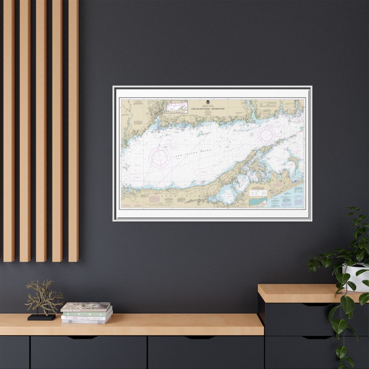 Chart 12354 Long Island Sound Eastern part - NOAA Nautical Chart Floating Frame Canvas | 30" x 20" | 36" x 24" | 48" x 32" - White context-2