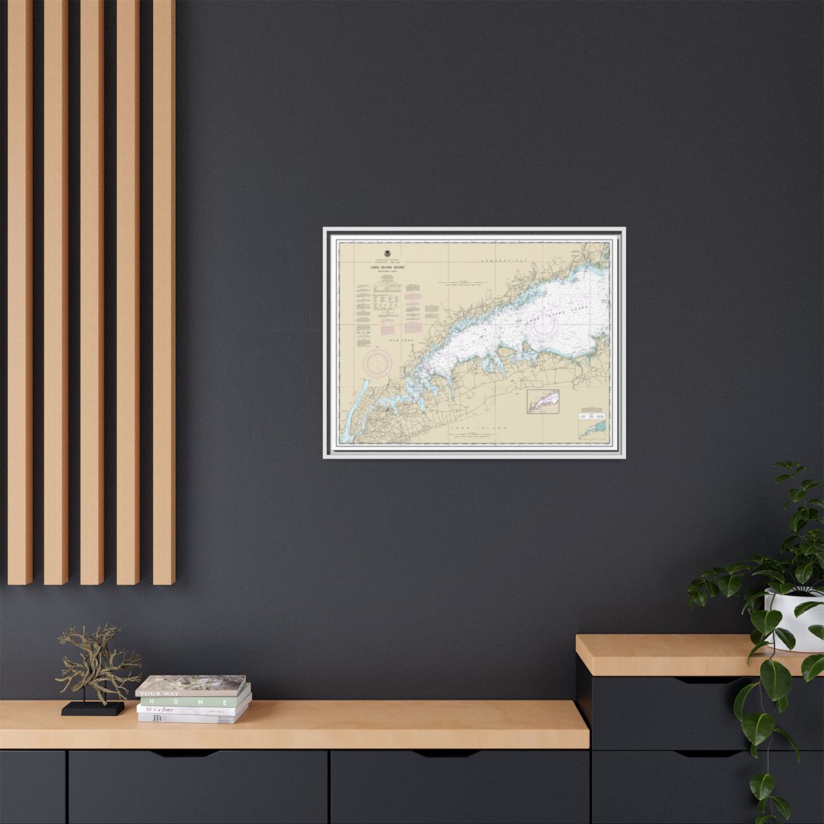 Chart 12363 Long Island Sound Western Part - NOAA Nautical Chart Floating Frame Canvas | 32" x 24" | 40" x 30" - White context-2