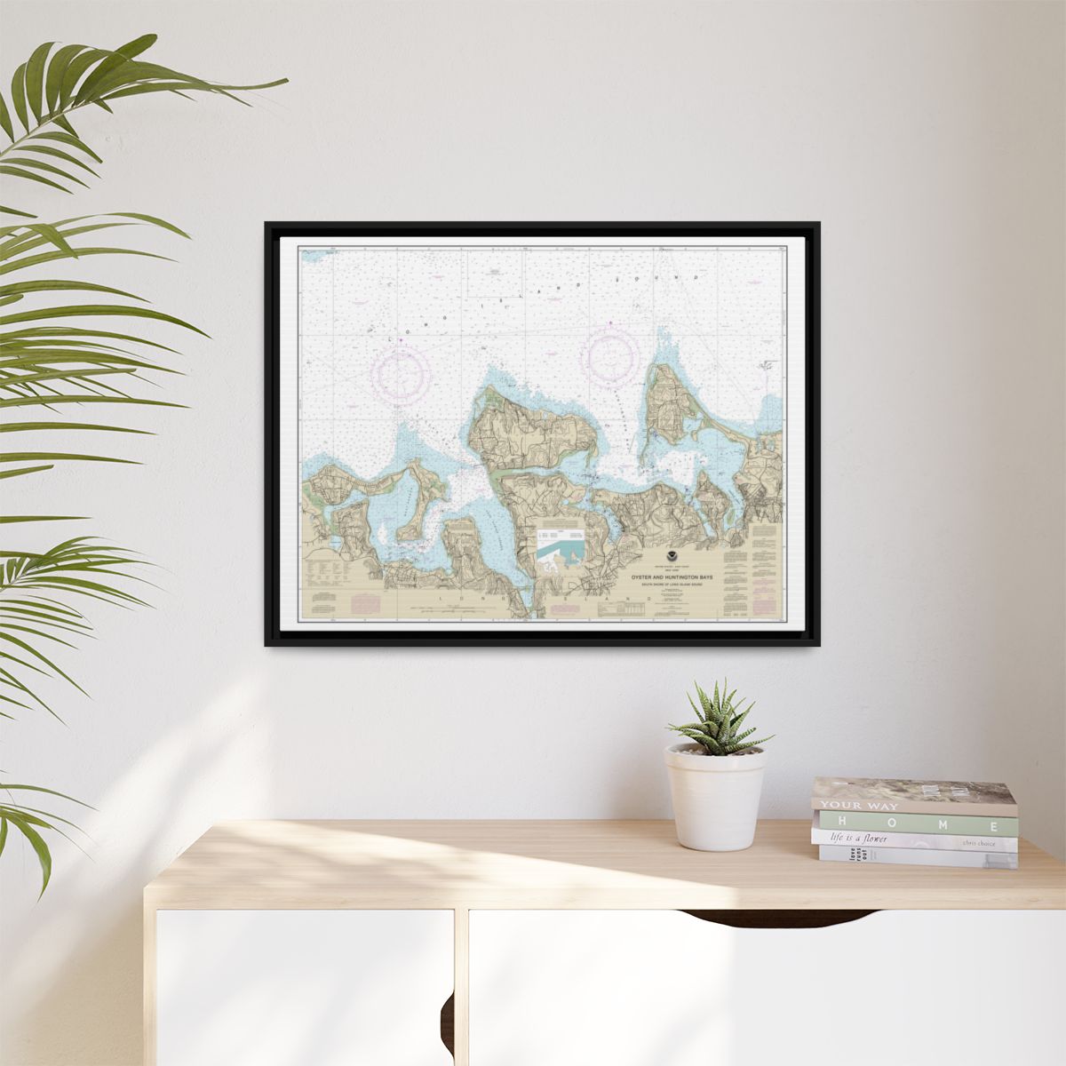 Chart 12365 South Shore of Long Island Sound Oyster and Huntington Bays - NOAA Nautical Chart Floating Frame Canvas | 32" x 24" | 40" x 30" - Black context-1