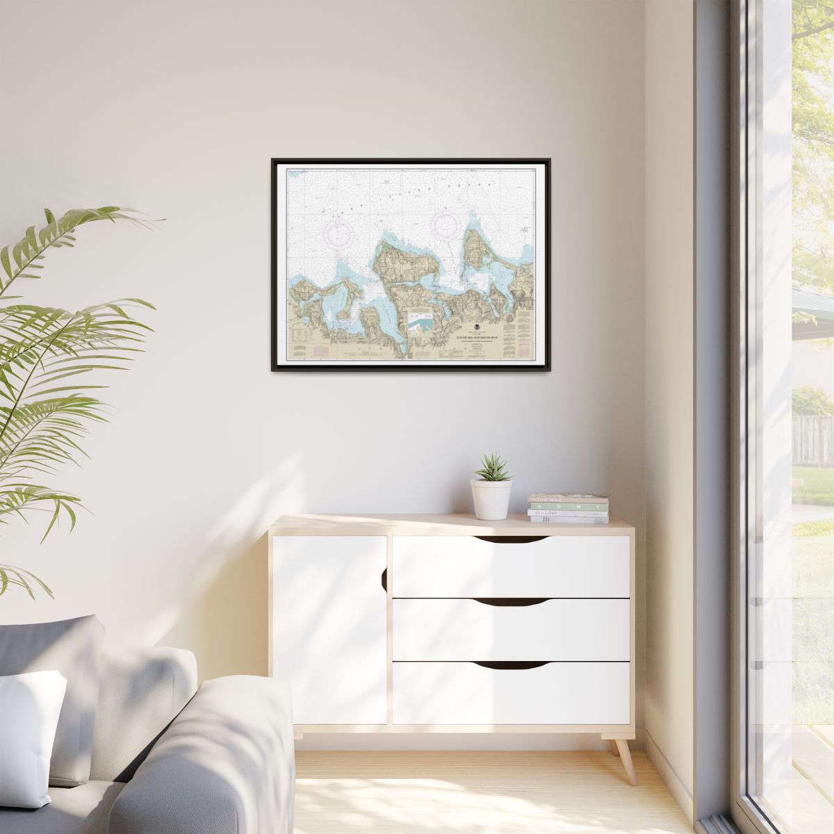 Chart 12365 South Shore of Long Island Sound Oyster and Huntington Bays - NOAA Nautical Chart Floating Frame Canvas | 32" x 24" | 40" x 30" - Espresso context-1