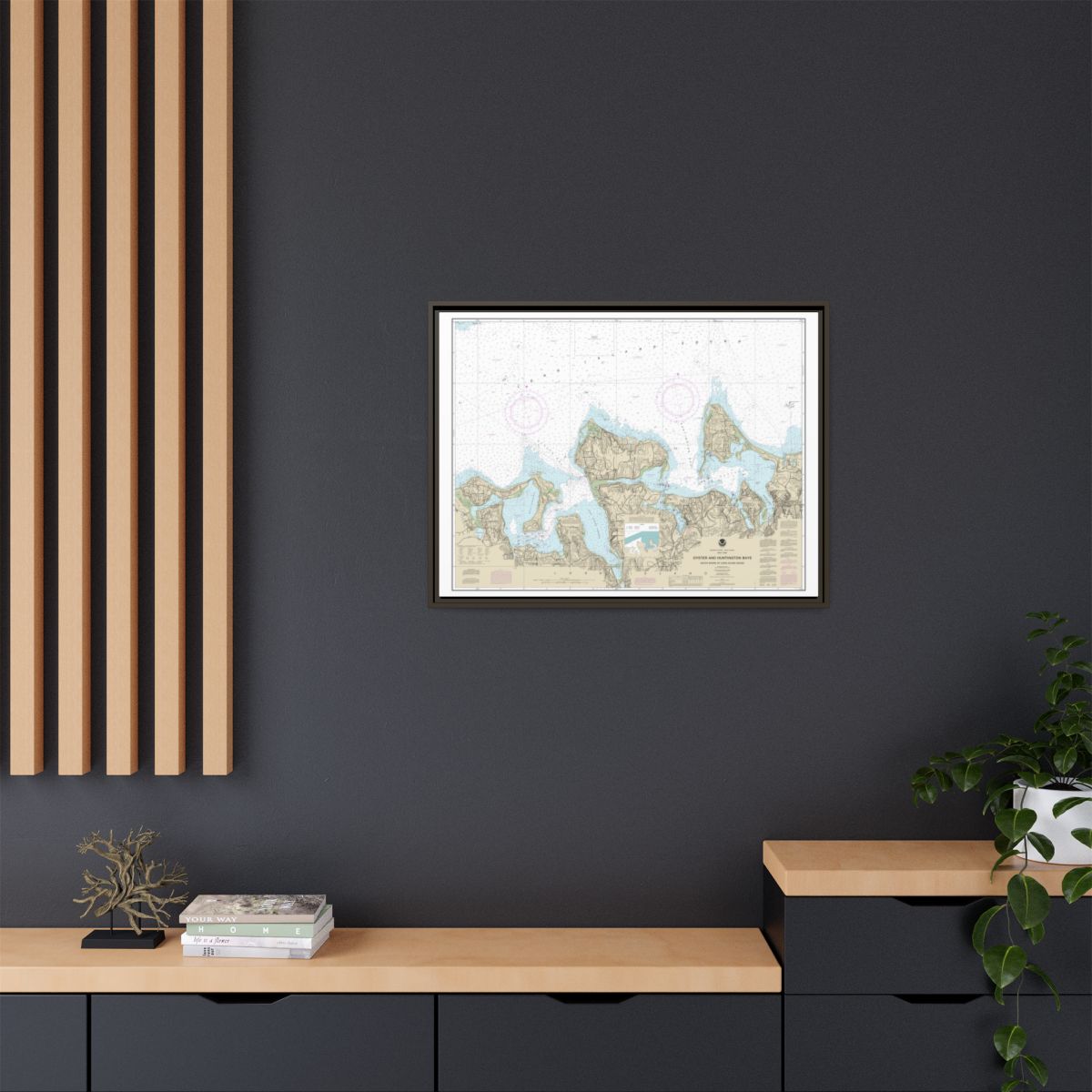 Chart 12365 South Shore of Long Island Sound Oyster and Huntington Bays - NOAA Nautical Chart Floating Frame Canvas | 32" x 24" | 40" x 30" - Espresso context-2