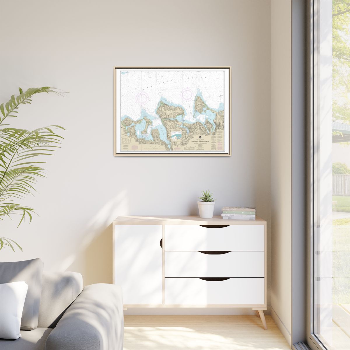 Chart 12365 South Shore of Long Island Sound Oyster and Huntington Bays - NOAA Nautical Chart Floating Frame Canvas | 32" x 24" | 40" x 30" - Natural context-1
