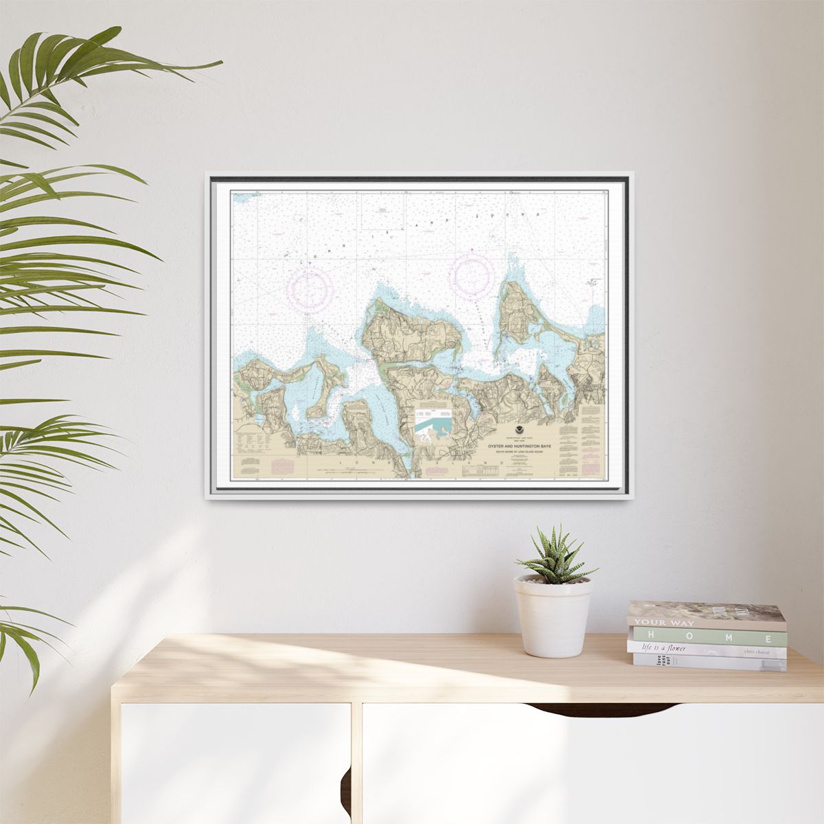 Chart 12365 South Shore of Long Island Sound Oyster and Huntington Bays - NOAA Nautical Chart Floating Frame Canvas | 32" x 24" | 40" x 30" - White context-1