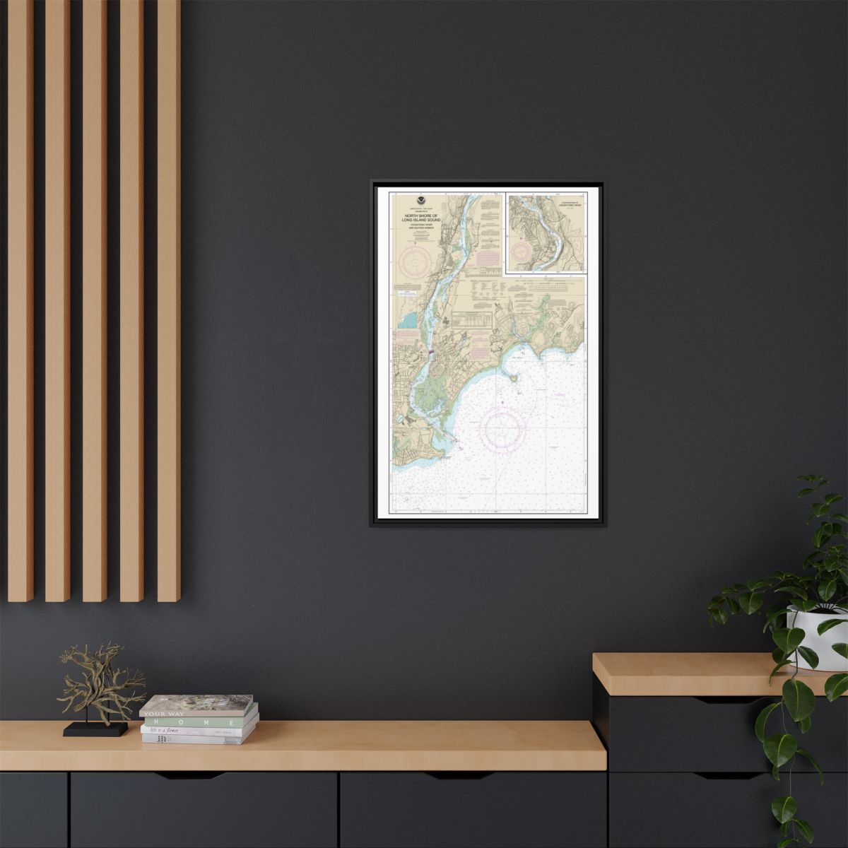 Chart 12370 North Shore of Long Island Sound Housatonic River and Milford Harbor - NOAA Nautical Chart Floating Frame Canvas | 20" x 30" | 24" x 36" | 32" x 48" - Black context-2