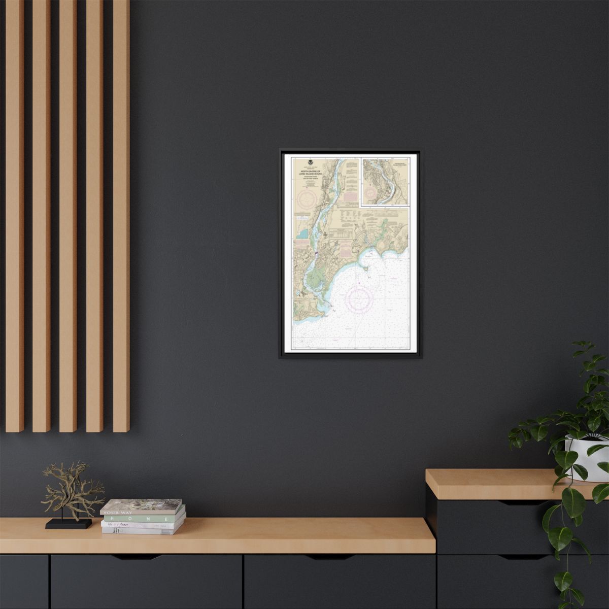 Chart 12370 North Shore of Long Island Sound Housatonic River and Milford Harbor - NOAA Nautical Chart Floating Frame Canvas | 20" x 30" | 24" x 36" | 32" x 48" - Black context-2