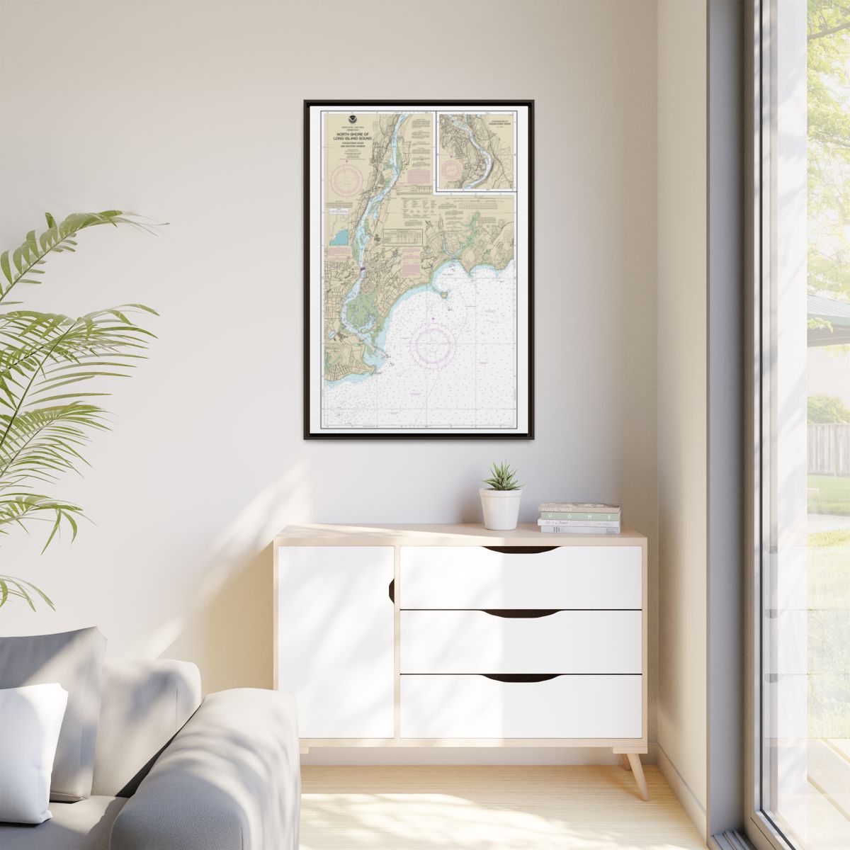 Chart 12370 North Shore of Long Island Sound Housatonic River and Milford Harbor - NOAA Nautical Chart Floating Frame Canvas | 20" x 30" | 24" x 36" | 32" x 48" - Espresso context-1