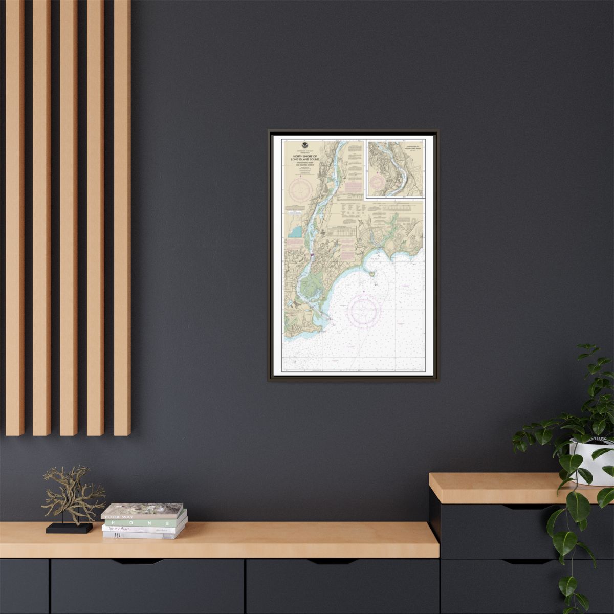 Chart 12370 North Shore of Long Island Sound Housatonic River and Milford Harbor - NOAA Nautical Chart Floating Frame Canvas | 20" x 30" | 24" x 36" | 32" x 48" - Espresso context-2