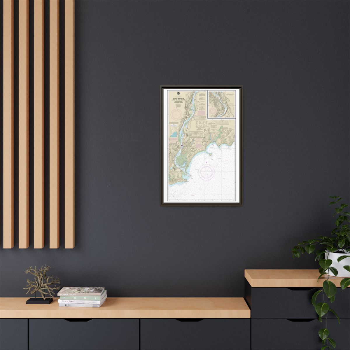 Chart 12370 North Shore of Long Island Sound Housatonic River and Milford Harbor - NOAA Nautical Chart Floating Frame Canvas | 20" x 30" | 24" x 36" | 32" x 48" - Espresso context-2