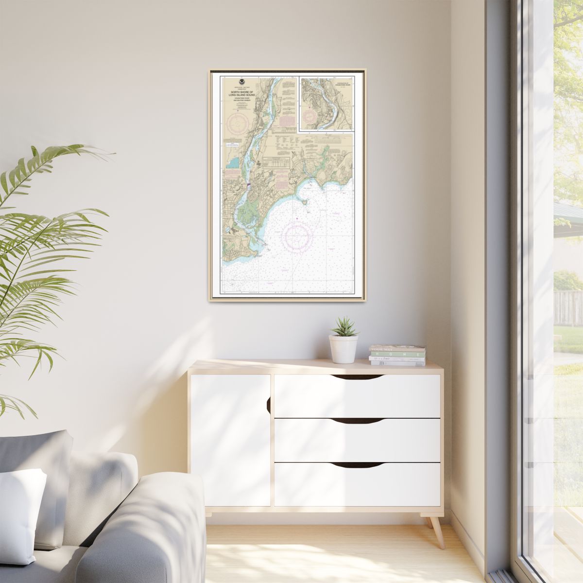 Chart 12370 North Shore of Long Island Sound Housatonic River and Milford Harbor - NOAA Nautical Chart Floating Frame Canvas | 20" x 30" | 24" x 36" | 32" x 48" - Natural context-1