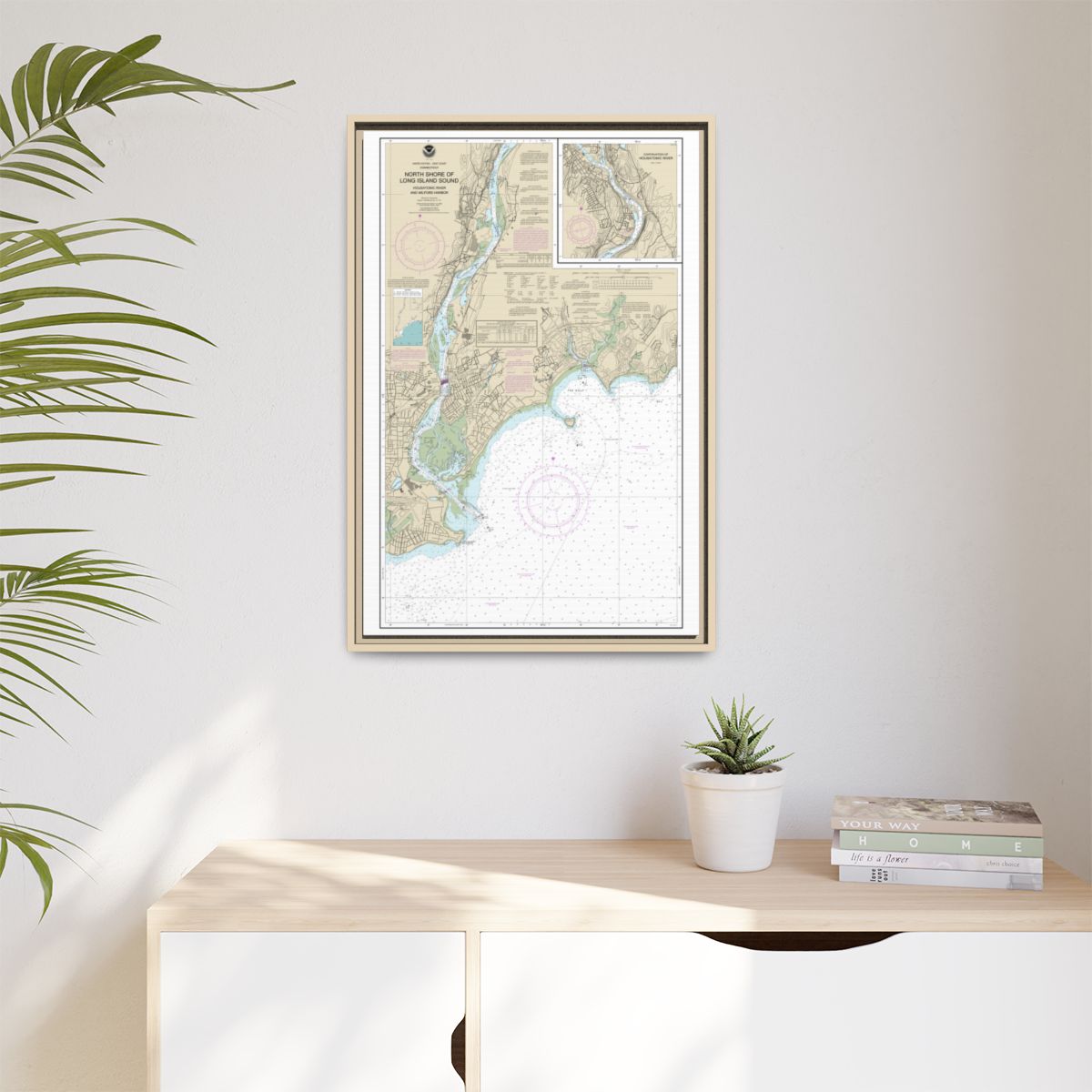 Chart 12370 North Shore of Long Island Sound Housatonic River and Milford Harbor - NOAA Nautical Chart Floating Frame Canvas | 20" x 30" | 24" x 36" | 32" x 48" - Natural context-1