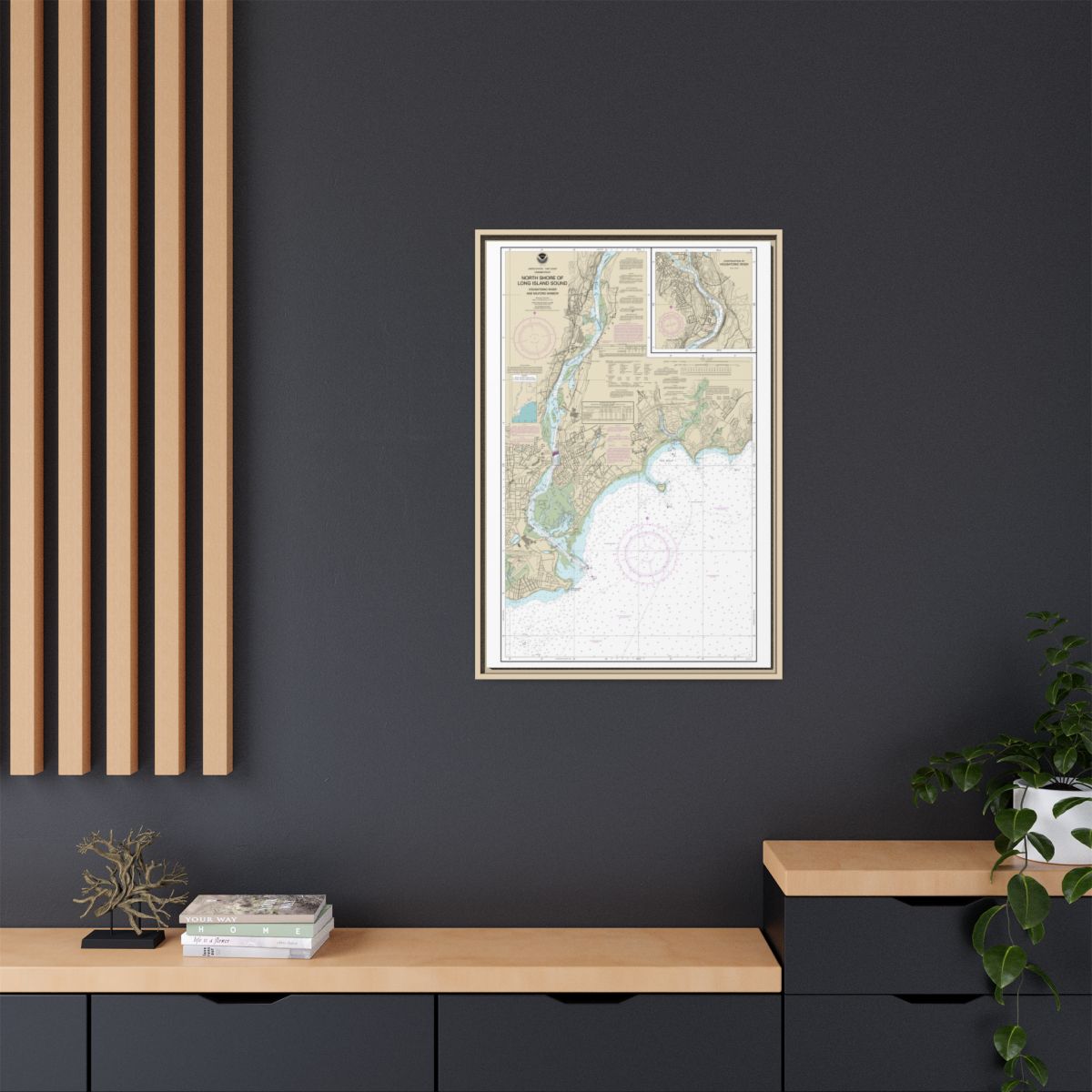 Chart 12370 North Shore of Long Island Sound Housatonic River and Milford Harbor - NOAA Nautical Chart Floating Frame Canvas | 20" x 30" | 24" x 36" | 32" x 48" - Natural context-2