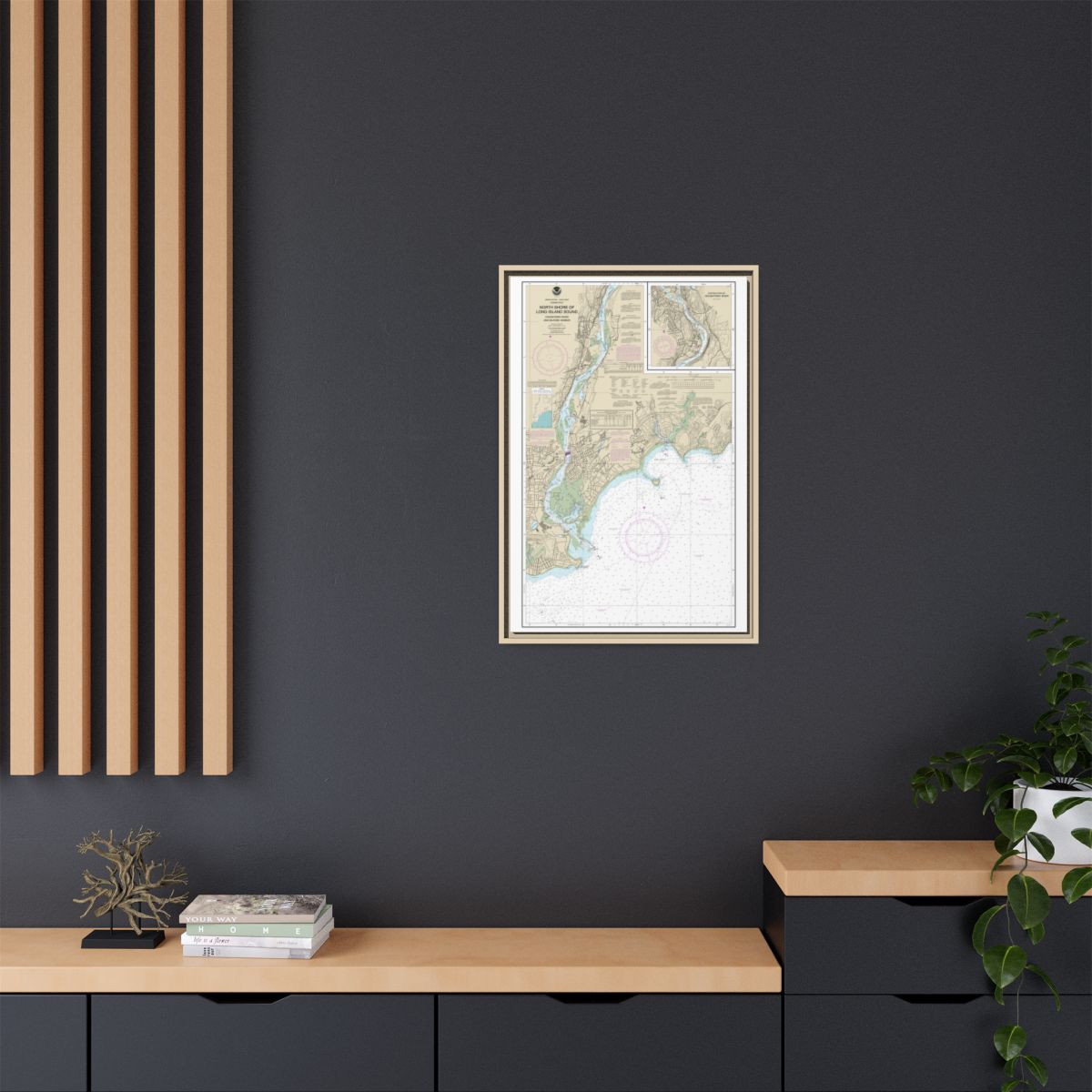 Chart 12370 North Shore of Long Island Sound Housatonic River and Milford Harbor - NOAA Nautical Chart Floating Frame Canvas | 20" x 30" | 24" x 36" | 32" x 48" - Natural context-2