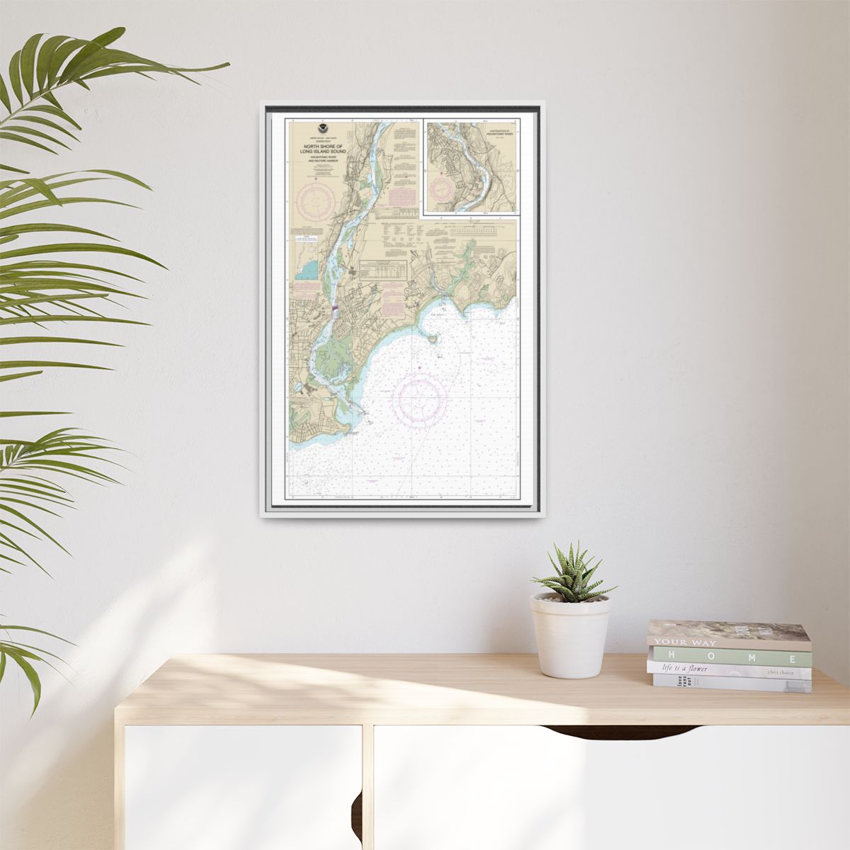 Chart 12370 North Shore of Long Island Sound Housatonic River and Milford Harbor - NOAA Nautical Chart Floating Frame Canvas | 20" x 30" | 24" x 36" | 32" x 48" - White context-1