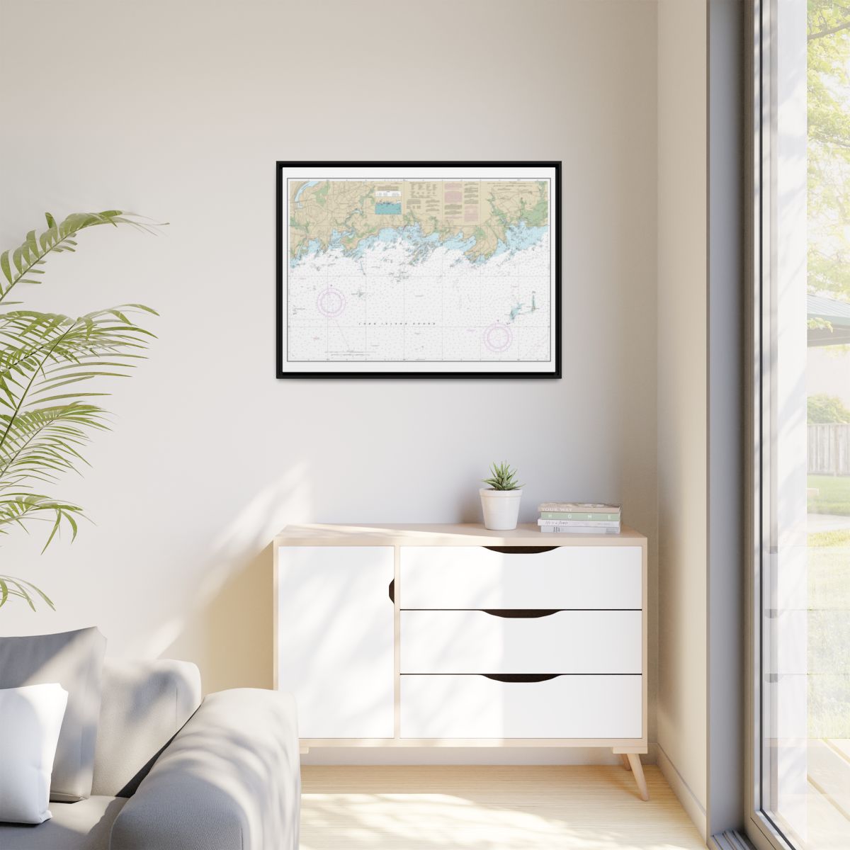 Chart 12373 North Shore of Long Island Sound Guilford Harbor to Farm River - NOAA Nautical Chart Floating Frame Canvas | 32" x 24" | 40" x 30" - Black context-1