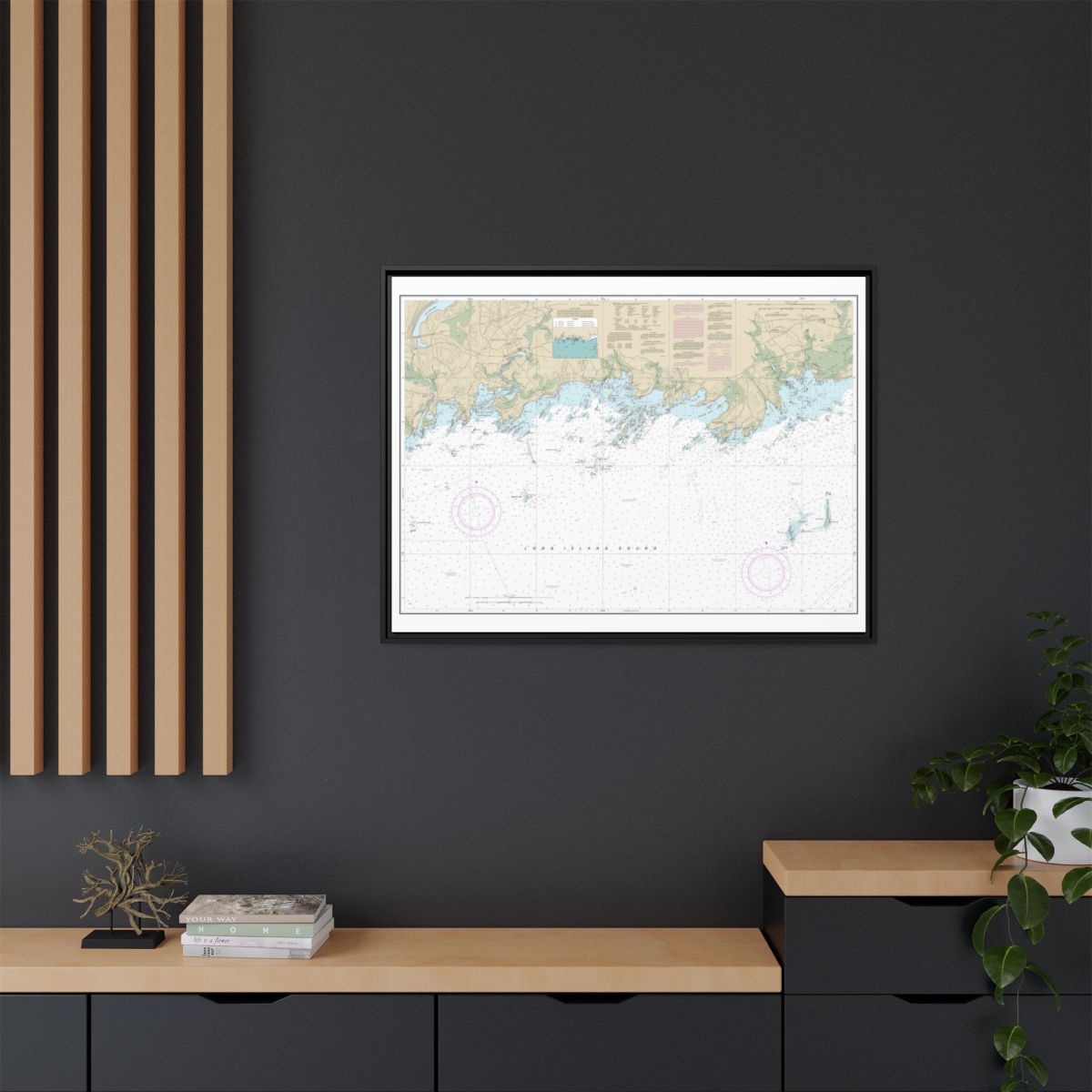 Chart 12373 North Shore of Long Island Sound Guilford Harbor to Farm River - NOAA Nautical Chart Floating Frame Canvas | 32" x 24" | 40" x 30" - Black context-2