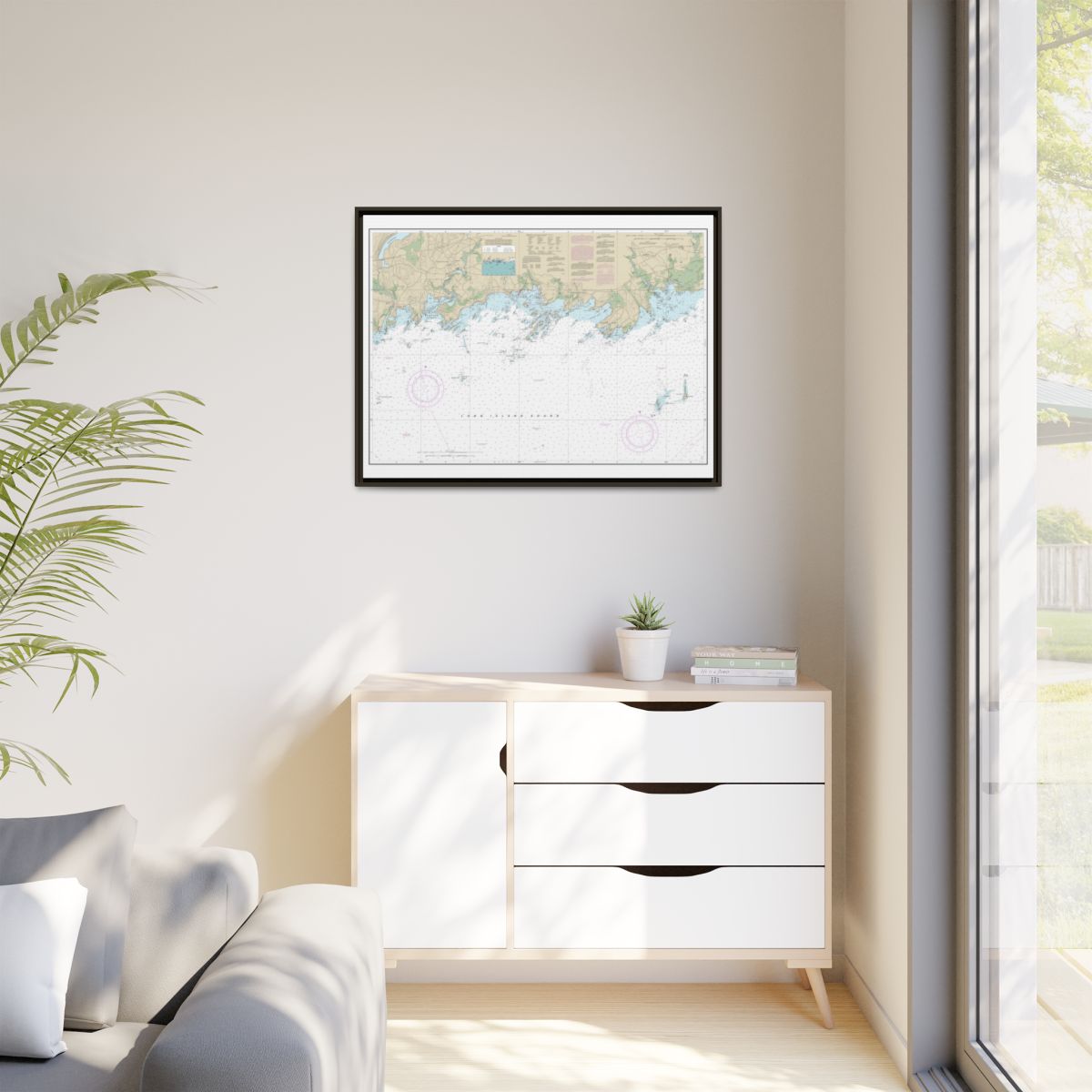 Chart 12373 North Shore of Long Island Sound Guilford Harbor to Farm River - NOAA Nautical Chart Floating Frame Canvas | 32" x 24" | 40" x 30" - Espresso context-1