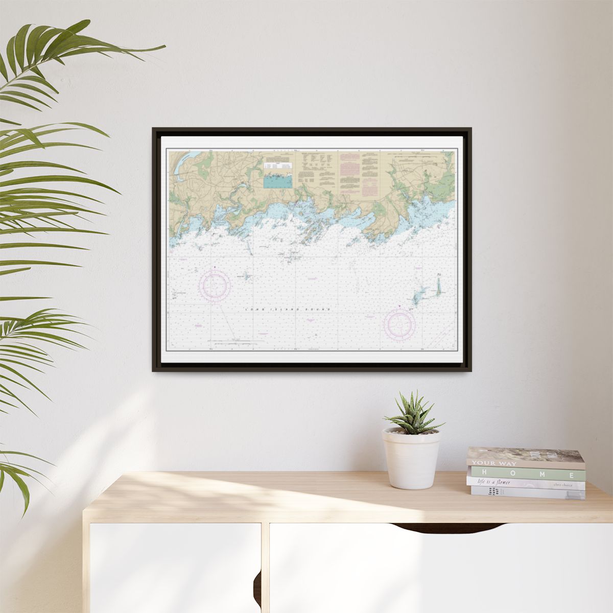 Chart 12373 North Shore of Long Island Sound Guilford Harbor to Farm River - NOAA Nautical Chart Floating Frame Canvas | 32" x 24" | 40" x 30" - Espresso context-1