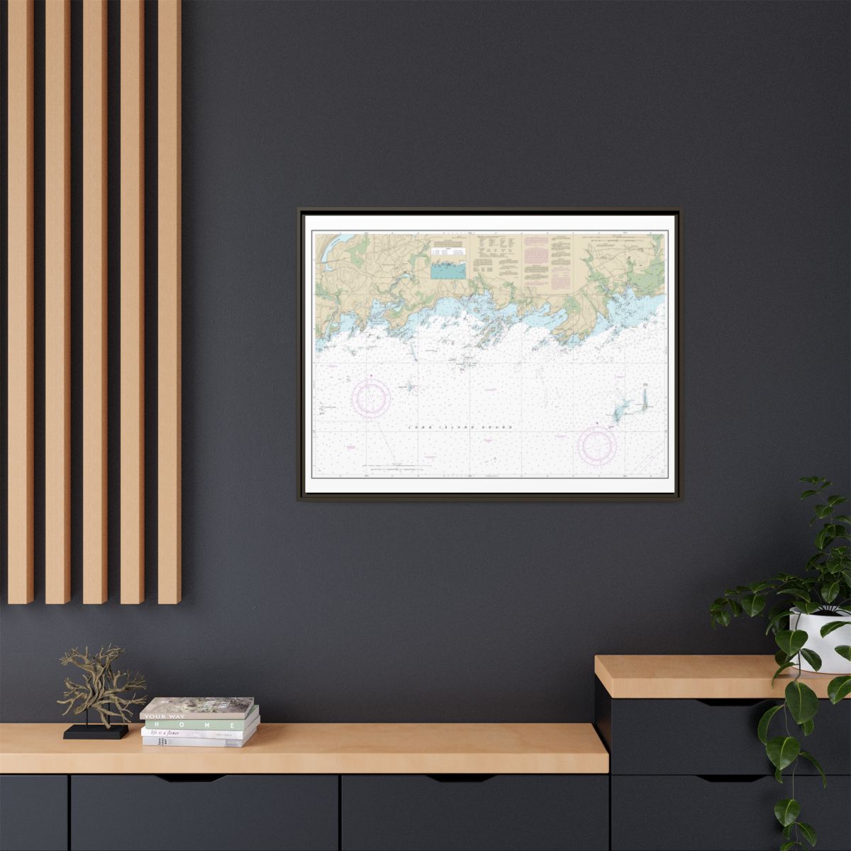 Chart 12373 North Shore of Long Island Sound Guilford Harbor to Farm River - NOAA Nautical Chart Floating Frame Canvas | 32" x 24" | 40" x 30" - Espresso context-2