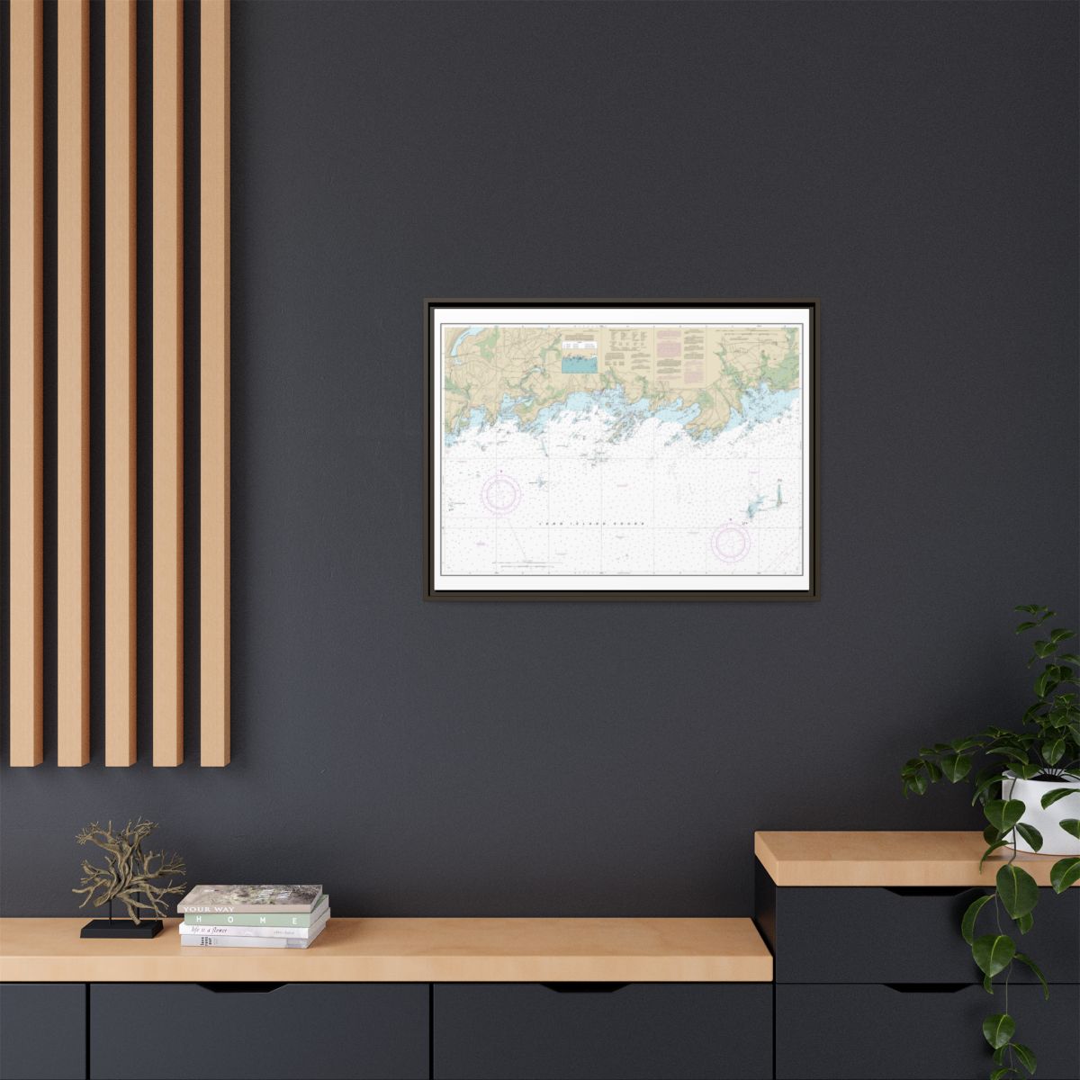 Chart 12373 North Shore of Long Island Sound Guilford Harbor to Farm River - NOAA Nautical Chart Floating Frame Canvas | 32" x 24" | 40" x 30" - Espresso context-2
