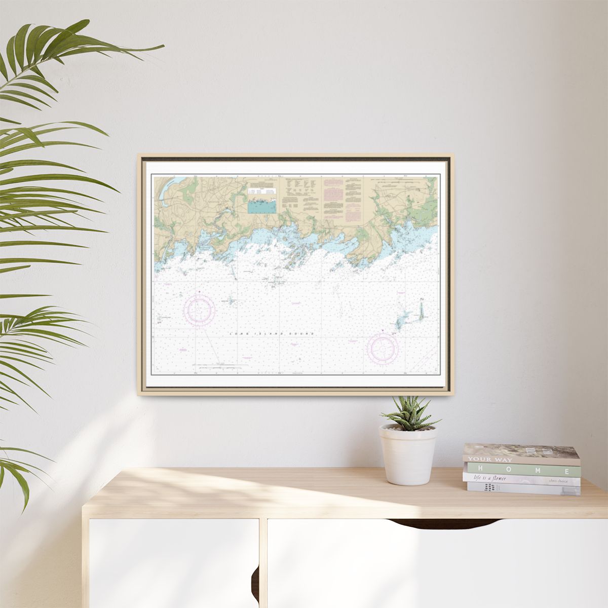 Chart 12373 North Shore of Long Island Sound Guilford Harbor to Farm River - NOAA Nautical Chart Floating Frame Canvas | 32" x 24" | 40" x 30" - Natural context-1