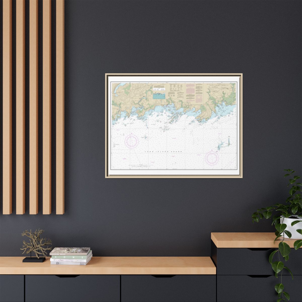 Chart 12373 North Shore of Long Island Sound Guilford Harbor to Farm River - NOAA Nautical Chart Floating Frame Canvas | 32" x 24" | 40" x 30" - Natural context-2