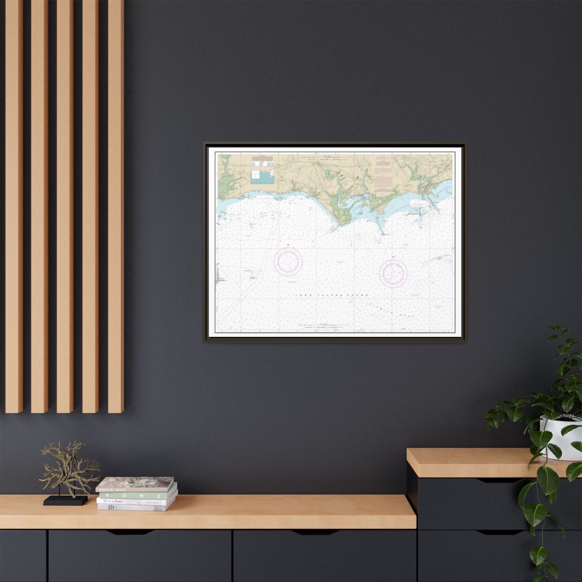Chart 12374 North Shore of Long Island Sound Duck Island to Madison Reef - NOAA Nautical Chart Floating Frame Canvas | 32" x 24" | 40" x 30" - Espresso context-2