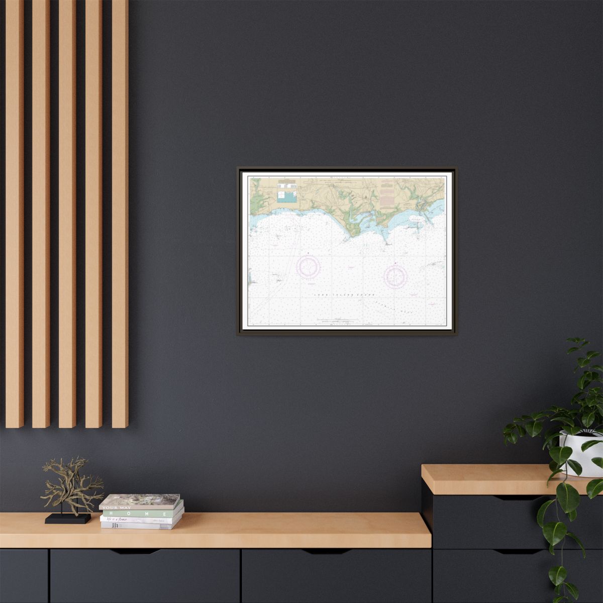 Chart 12374 North Shore of Long Island Sound Duck Island to Madison Reef - NOAA Nautical Chart Floating Frame Canvas | 32" x 24" | 40" x 30" - Espresso context-2