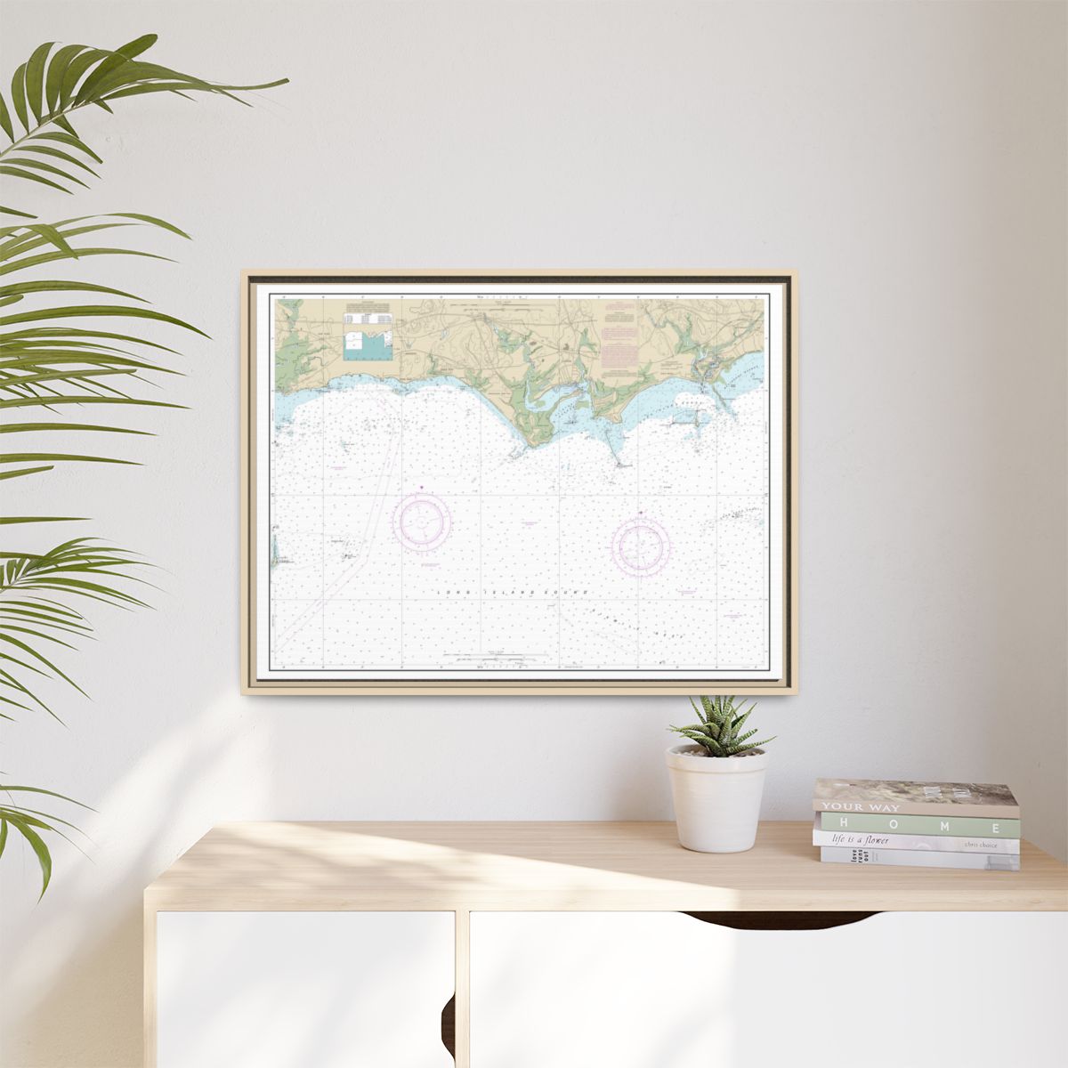 Chart 12374 North Shore of Long Island Sound Duck Island to Madison Reef - NOAA Nautical Chart Floating Frame Canvas | 32" x 24" | 40" x 30" - Natural context-1