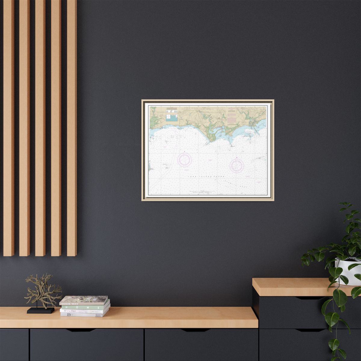 Chart 12374 North Shore of Long Island Sound Duck Island to Madison Reef - NOAA Nautical Chart Floating Frame Canvas | 32" x 24" | 40" x 30" - Natural context-2