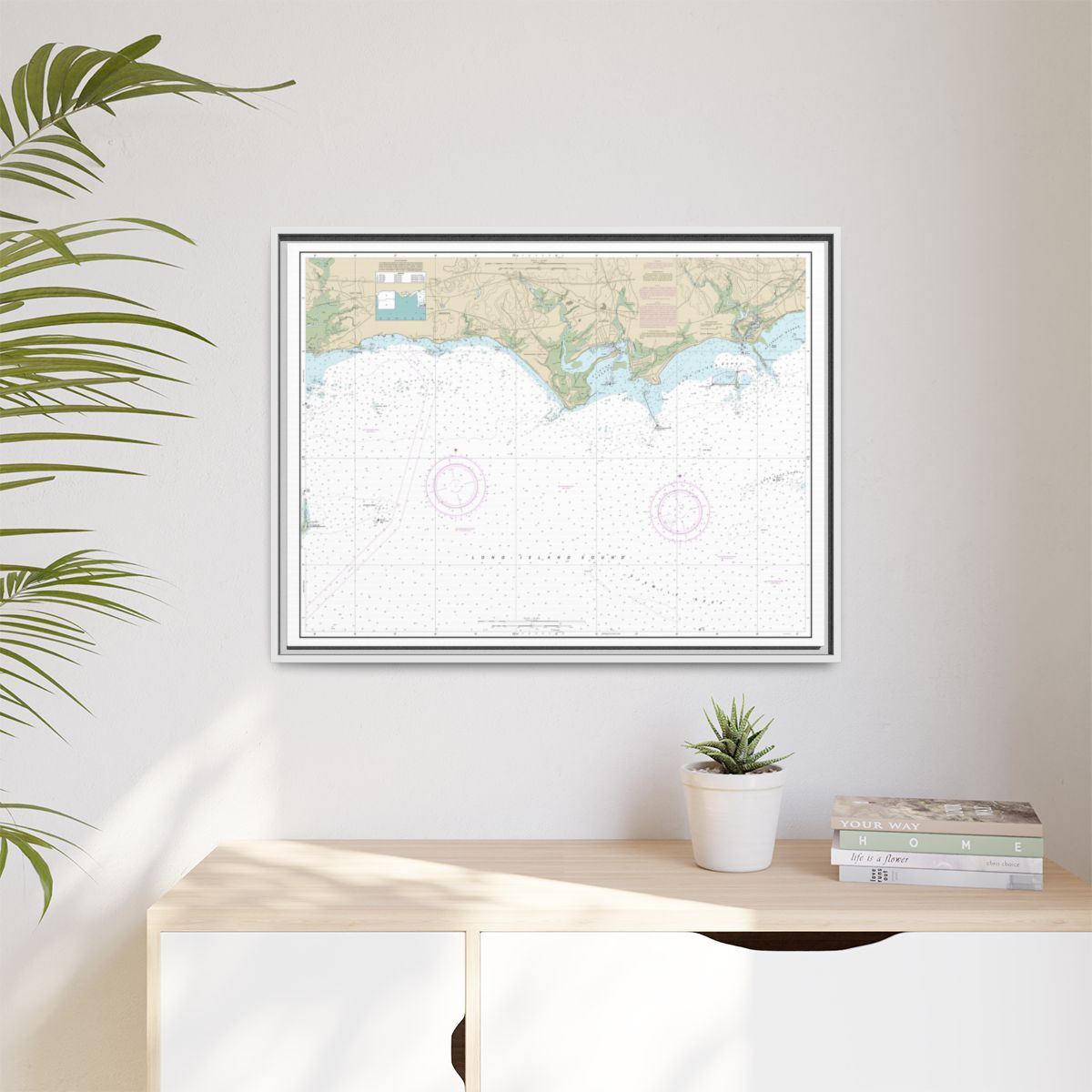 Chart 12374 North Shore of Long Island Sound Duck Island to Madison Reef - NOAA Nautical Chart Floating Frame Canvas | 32" x 24" | 40" x 30" - White context-1