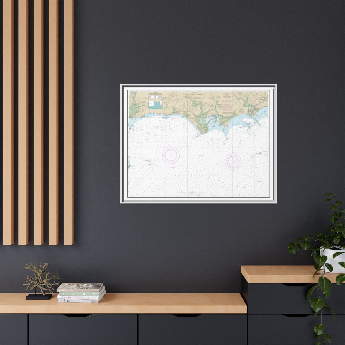Chart 12374 North Shore of Long Island Sound Duck Island to Madison Reef - NOAA Nautical Chart Floating Frame Canvas | 32" x 24" | 40" x 30" - White context-2