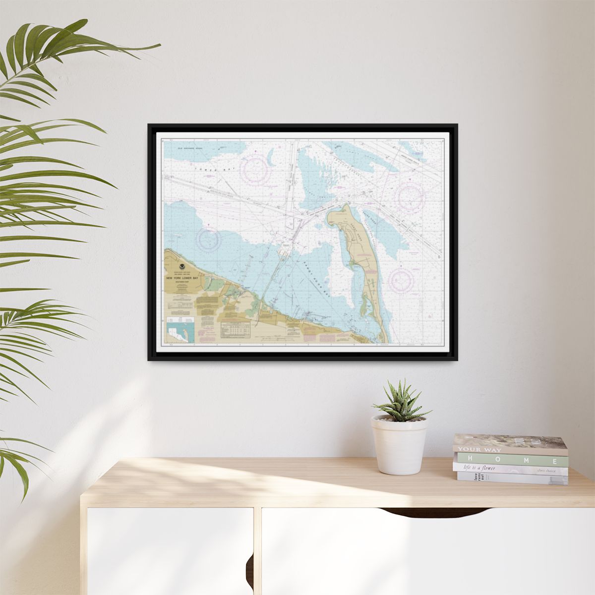 Chart 12401 New York Lower Bay Southern part - NOAA Nautical Chart Floating Frame Canvas | 32" x 24" | 40" x 30" - Black context-1