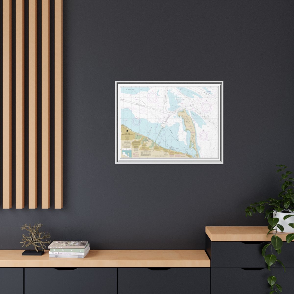 Chart 12401 New York Lower Bay Southern part - NOAA Nautical Chart Floating Frame Canvas | 32" x 24" | 40" x 30" - White context-2