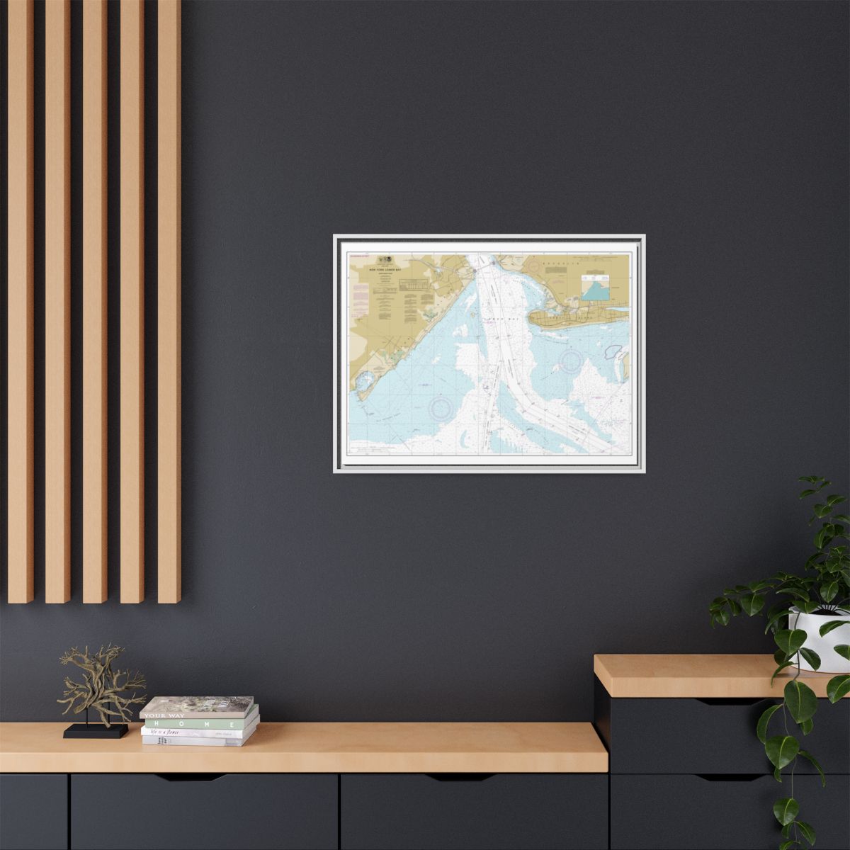 Chart 12402 New York Lower Bay Northern part - NOAA Nautical Chart Floating Frame Canvas | 32" x 24" | 40" x 30" - White context-2