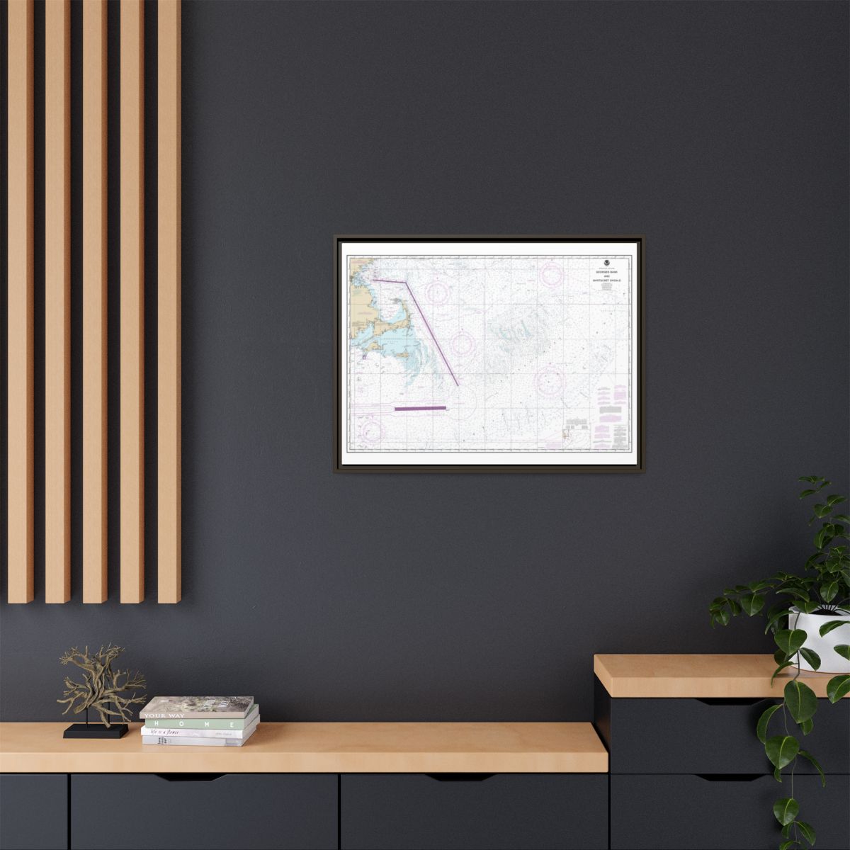 Chart 13200 Georges Bank and Nantucket Shoals - NOAA Nautical Chart Floating Frame Canvas | 32" x 24" | 40" x 30" - Espresso context-2
