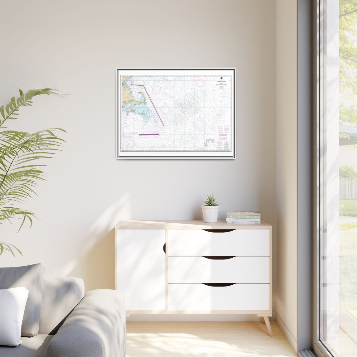 Chart 13200 Georges Bank and Nantucket Shoals - NOAA Nautical Chart Floating Frame Canvas | 32" x 24" | 40" x 30" - White context-1