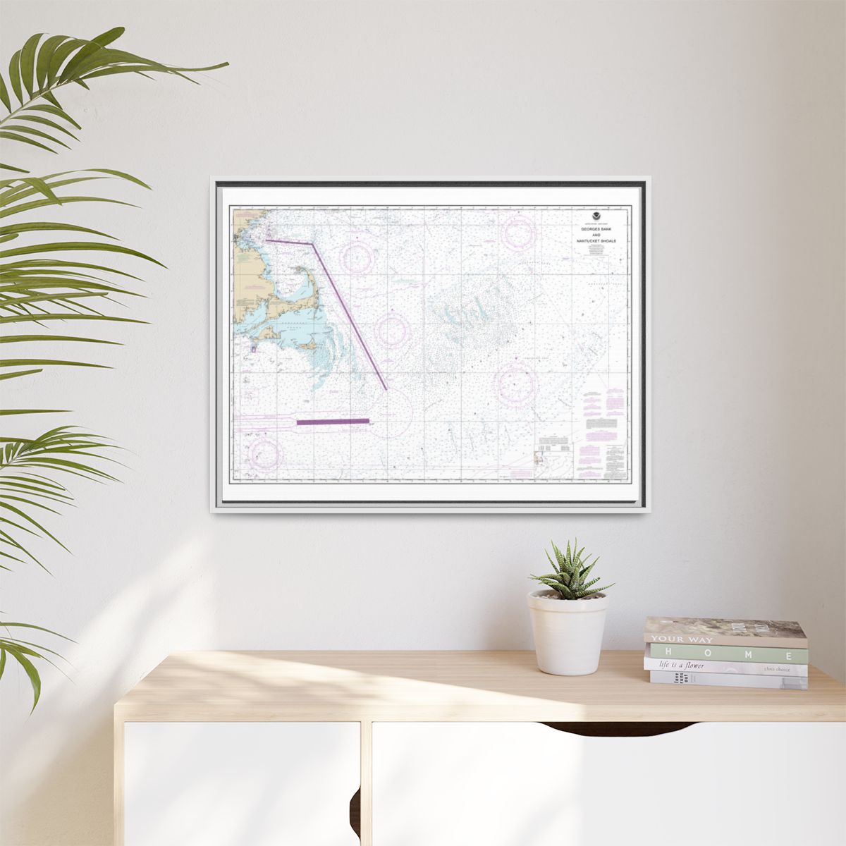 Chart 13200 Georges Bank and Nantucket Shoals - NOAA Nautical Chart Floating Frame Canvas | 32" x 24" | 40" x 30" - White context-1
