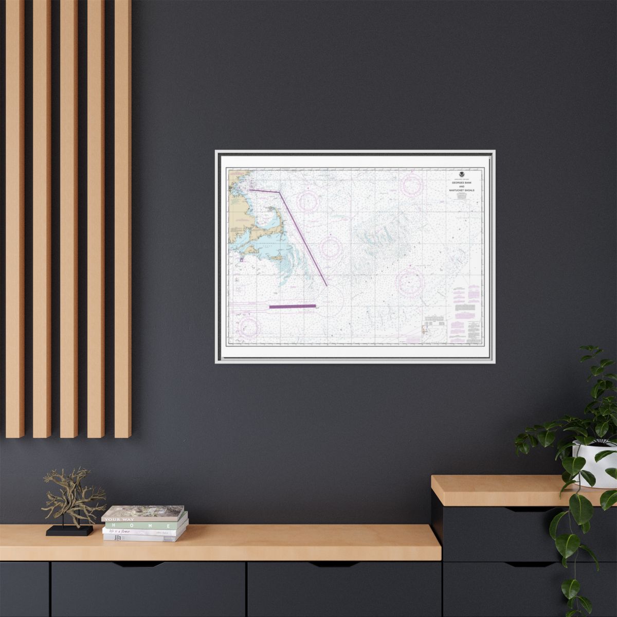 Chart 13200 Georges Bank and Nantucket Shoals - NOAA Nautical Chart Floating Frame Canvas | 32" x 24" | 40" x 30" - White context-2
