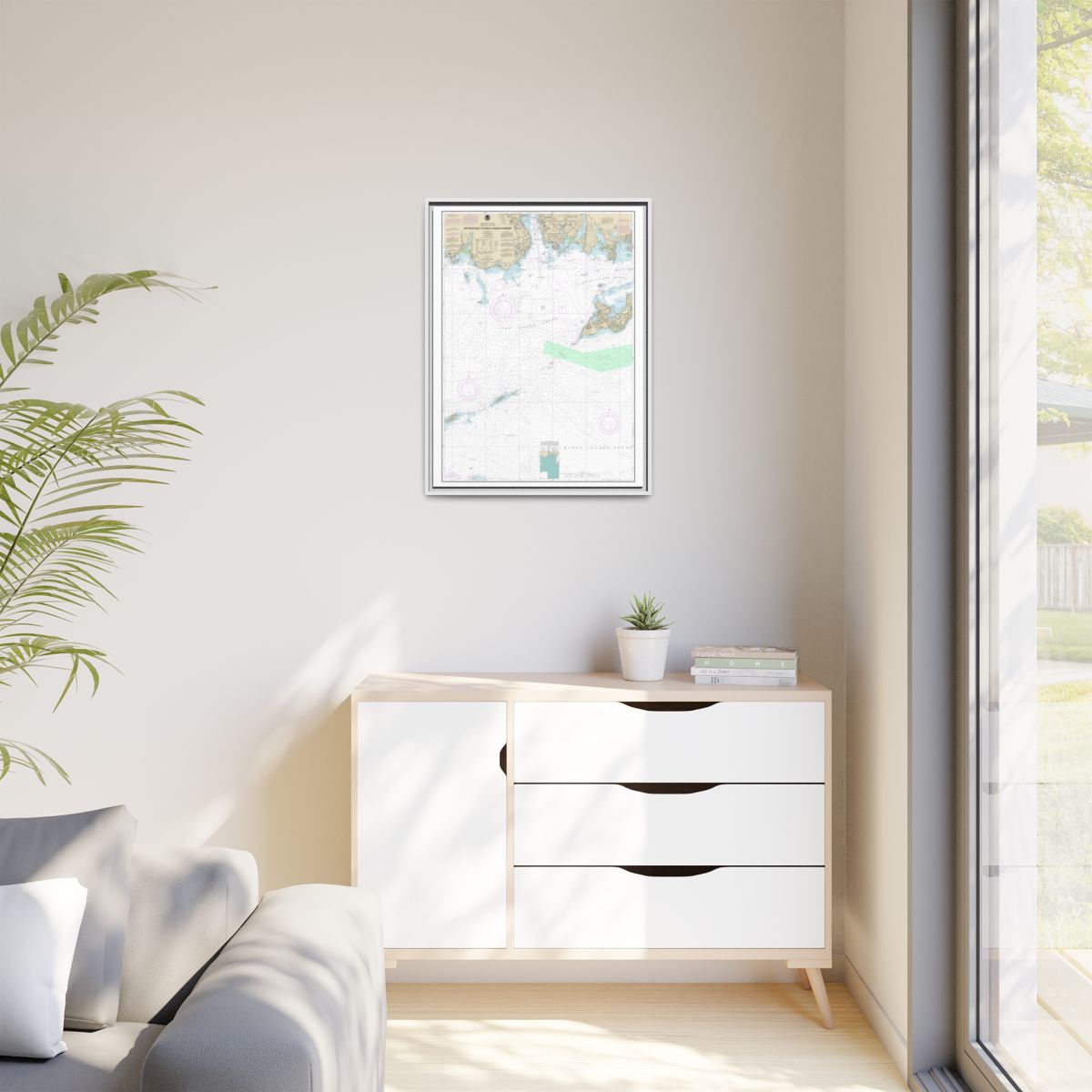Chart 13212 Approaches to New London Harbor - NOAA Nautical Chart Floating Frame Canvas | 24" x 32" | 30" x 40" - White context-1
