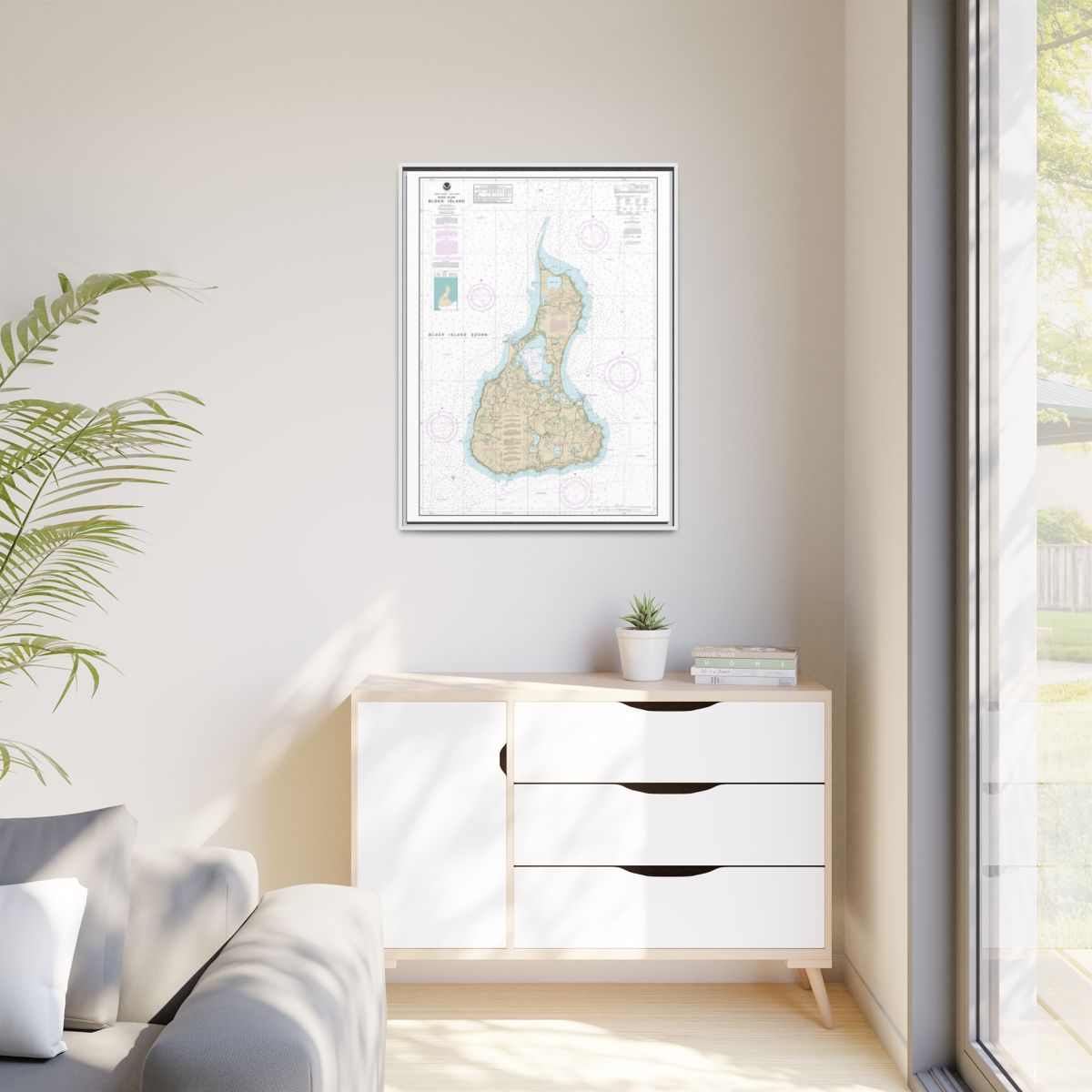 Chart 13217 Block Island - NOAA Nautical Chart Floating Frame Canvas | 24" x 32" | 30" x 40" - White context-1